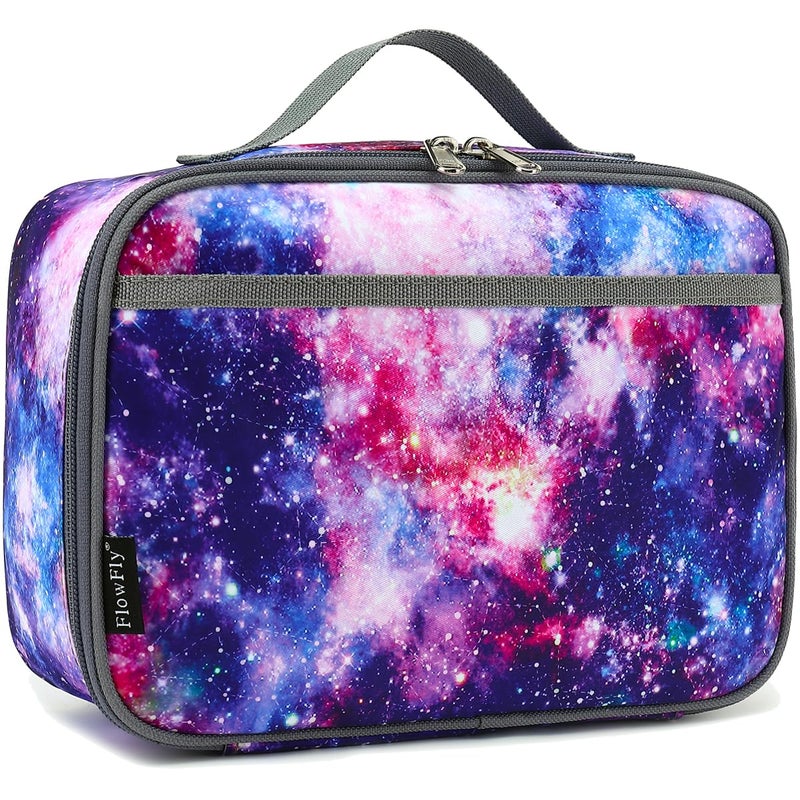 FlowFly Kids Lunch box Insulated Soft Bag Mini Cooler Back to School Thermal Meal Tote Kit for Girls, Boys,Galaxy - Image 1
